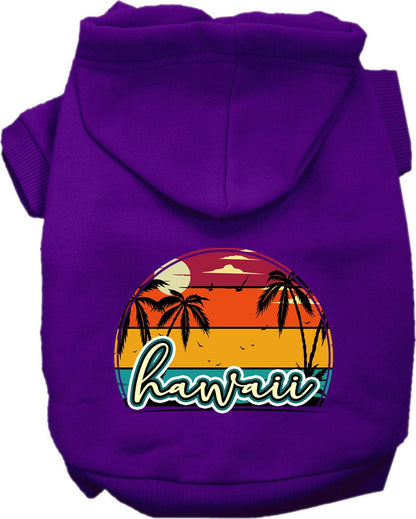 Pet Dog & Cat Screen Printed Hoodie for Small to Medium Pets (Sizes XS-XL), "Hawaii Retro Beach Sunset"