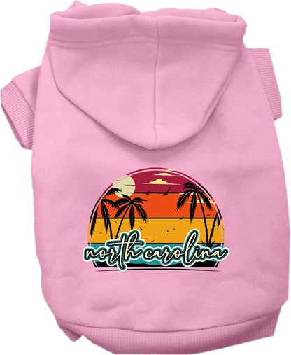 Pet Dog & Cat Screen Printed Hoodie for Medium to Large Pets (Sizes 2XL-6XL), "North Carolina Retro Beach Sunset"