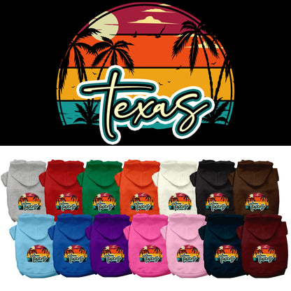 Pet Dog & Cat Screen Printed Hoodie for Medium to Large Pets (Sizes 2XL-6XL), &quot;Texas Retro Beach Sunset&quot;