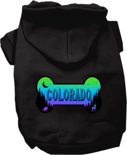 Pet Dog & Cat Screen Printed Hoodie for Small to Medium Pets (Sizes XS-XL), "Colorado Mountain Shades"