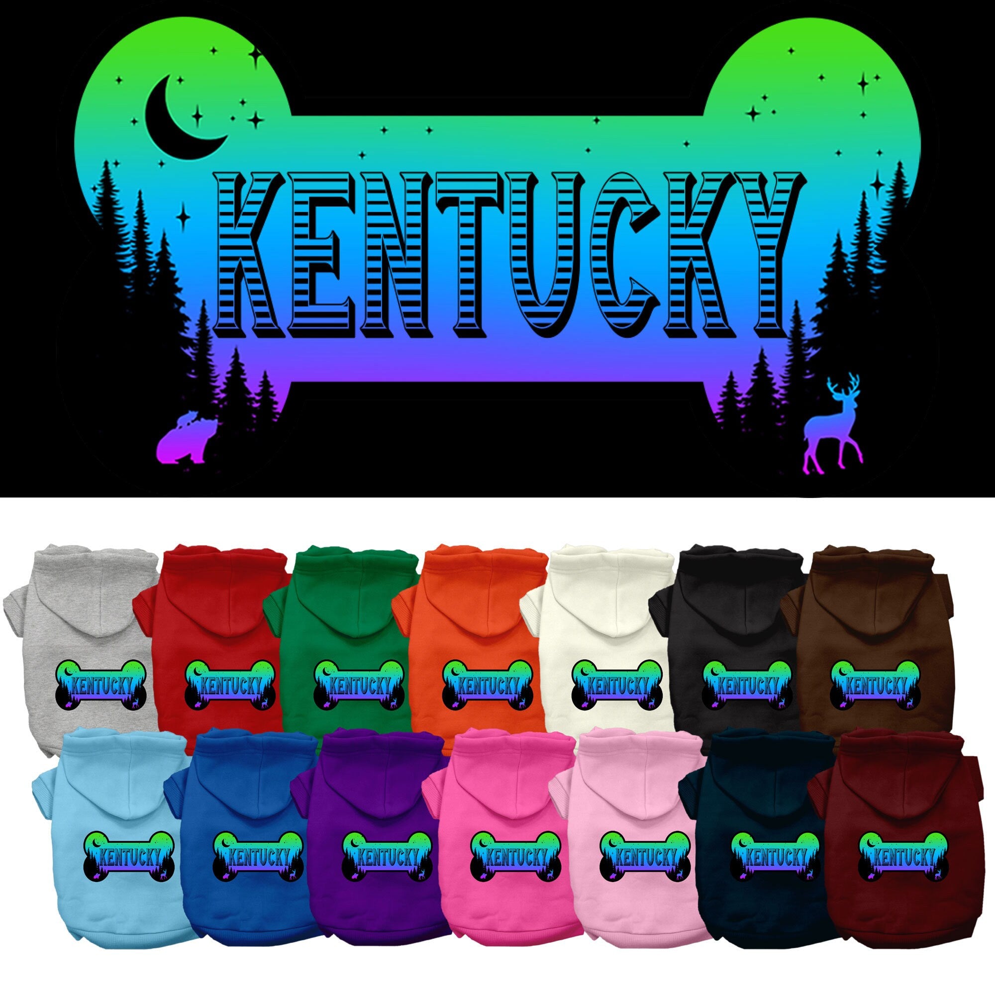 Pet Dog & Cat Screen Printed Hoodie for Small to Medium Pets (Sizes XS-XL), &quot;Kentucky Mountain Shades&quot;