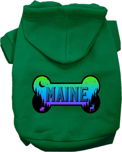 Pet Dog & Cat Screen Printed Hoodie for Small to Medium Pets (Sizes XS-XL), "Maine Mountain Shades"