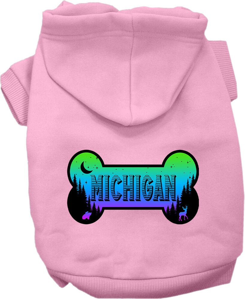 Pet Dog & Cat Screen Printed Hoodie for Small to Medium Pets (Sizes XS-XL), "Michigan Mountain Shades"