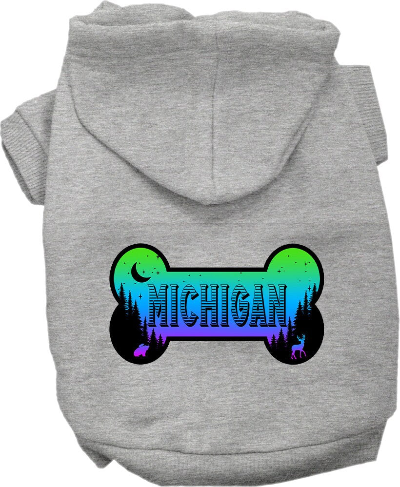 Pet Dog & Cat Screen Printed Hoodie for Small to Medium Pets (Sizes XS-XL), "Michigan Mountain Shades"