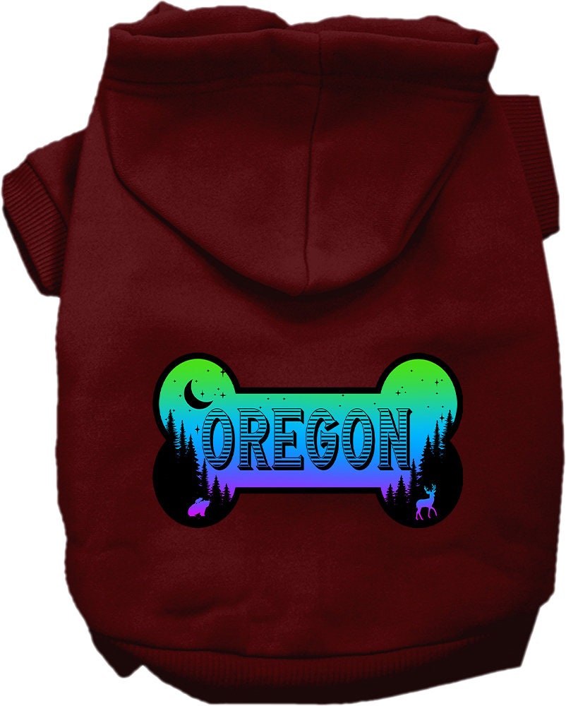 Pet Dog & Cat Screen Printed Hoodie for Small to Medium Pets (Sizes XS-XL), "Oregon Mountain Shades"