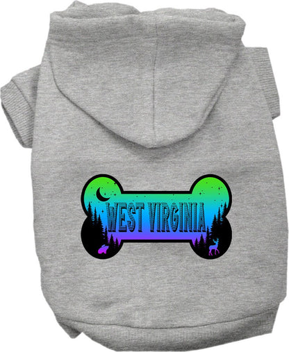 Pet Dog & Cat Screen Printed Hoodie for Small to Medium Pets (Sizes XS-XL), "West Virginia Mountain Shades"