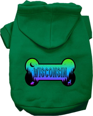Pet Dog & Cat Screen Printed Hoodie for Small to Medium Pets (Sizes XS-XL), "Wisconsin Mountain Shades"
