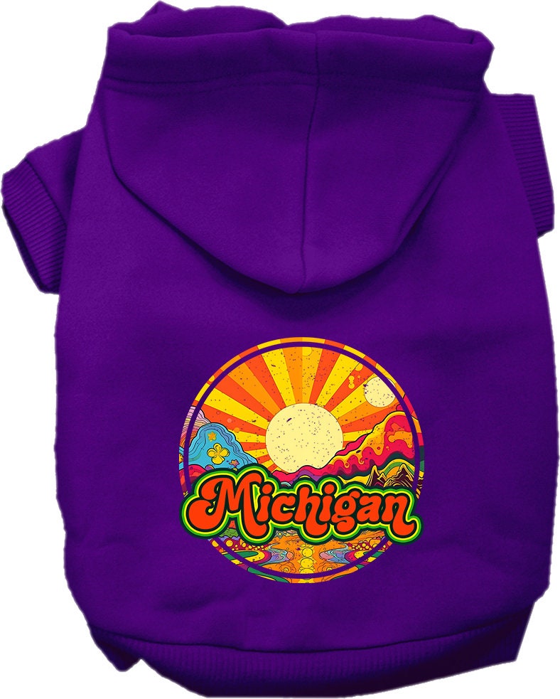 Pet Dog & Cat Screen Printed Hoodie for Small to Medium Pets (Sizes XS-XL), "Michigan Mellow Mountain"
