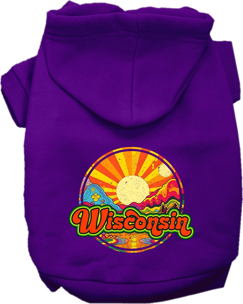 Pet Dog & Cat Screen Printed Hoodie for Small to Medium Pets (Sizes XS-XL), "Wisconsin Mellow Mountain"