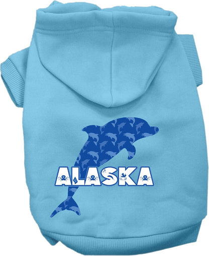 Pet Dog & Cat Screen Printed Hoodie for Small to Medium Pets (Sizes XS-XL), "Alaska Blue Dolphins"