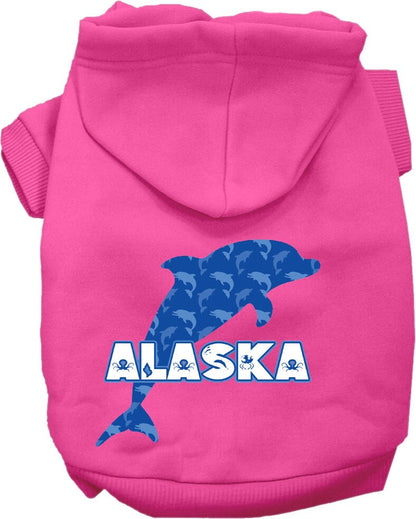 Pet Dog & Cat Screen Printed Hoodie for Small to Medium Pets (Sizes XS-XL), "Alaska Blue Dolphins"