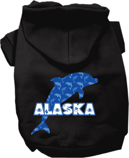 Pet Dog & Cat Screen Printed Hoodie for Medium to Large Pets (Sizes 2XL-6XL), "Alaska Blue Dolphins"