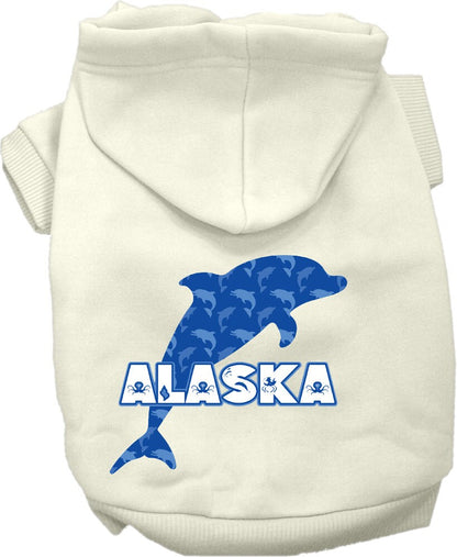 Pet Dog & Cat Screen Printed Hoodie for Medium to Large Pets (Sizes 2XL-6XL), "Alaska Blue Dolphins"