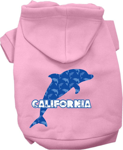 Pet Dog & Cat Screen Printed Hoodie for Medium to Large Pets (Sizes 2XL-6XL), "California Blue Dolphins"