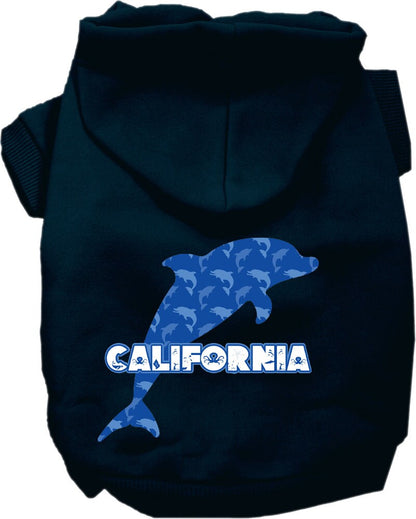 Pet Dog & Cat Screen Printed Hoodie for Medium to Large Pets (Sizes 2XL-6XL), "California Blue Dolphins"