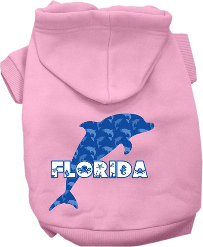 Pet Dog & Cat Screen Printed Hoodie for Medium to Large Pets (Sizes 2XL-6XL), "Florida Blue Dolphins"