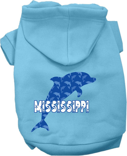 Pet Dog & Cat Screen Printed Hoodie for Medium to Large Pets (Sizes 2XL-6XL), "Mississippi Blue Dolphins"