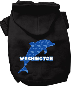 Pet Dog & Cat Screen Printed Hoodie for Medium to Large Pets (Sizes 2XL-6XL), "Washington Blue Dolphins"