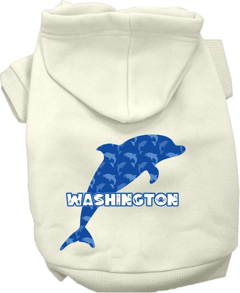 Pet Dog & Cat Screen Printed Hoodie for Medium to Large Pets (Sizes 2XL-6XL), "Washington Blue Dolphins"