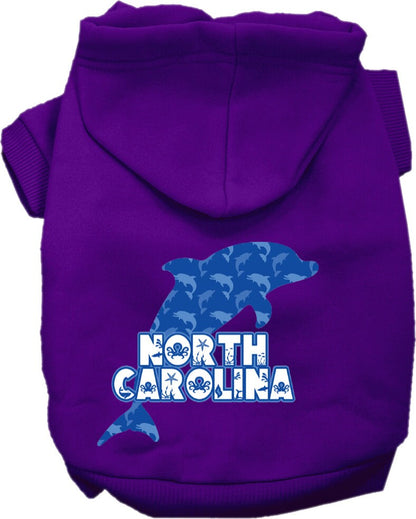 Pet Dog & Cat Screen Printed Hoodie for Medium to Large Pets (Sizes 2XL-6XL), "North Carolina Blue Dolphins"