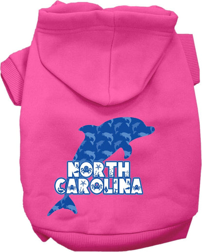 Pet Dog & Cat Screen Printed Hoodie for Medium to Large Pets (Sizes 2XL-6XL), "North Carolina Blue Dolphins"