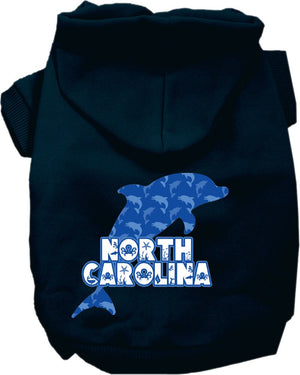 Pet Dog & Cat Screen Printed Hoodie for Medium to Large Pets (Sizes 2XL-6XL), "North Carolina Blue Dolphins"