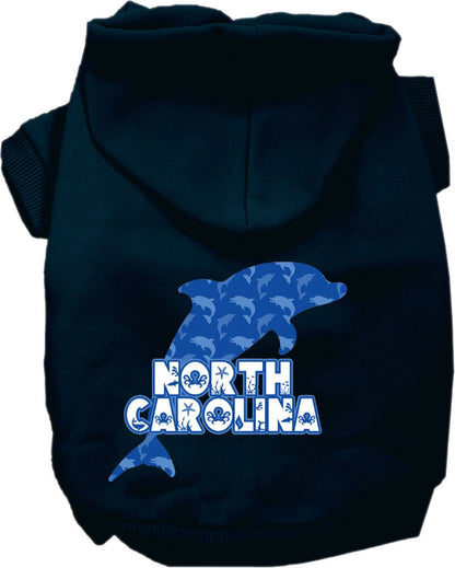 Pet Dog & Cat Screen Printed Hoodie for Small to Medium Pets (Sizes XS-XL), "North Carolina Blue Dolphins"