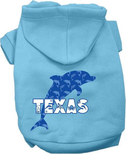 Pet Dog & Cat Screen Printed Hoodie for Medium to Large Pets (Sizes 2XL-6XL), "Texas Blue Dolphins"