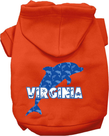 Pet Dog & Cat Screen Printed Hoodie for Medium to Large Pets (Sizes 2XL-6XL), "Virginia Blue Dolphins"