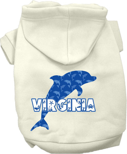 Pet Dog & Cat Screen Printed Hoodie for Small to Medium Pets (Sizes XS-XL), "Virginia Blue Dolphins"