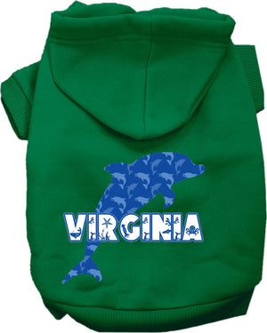 Pet Dog & Cat Screen Printed Hoodie for Small to Medium Pets (Sizes XS-XL), "Virginia Blue Dolphins"