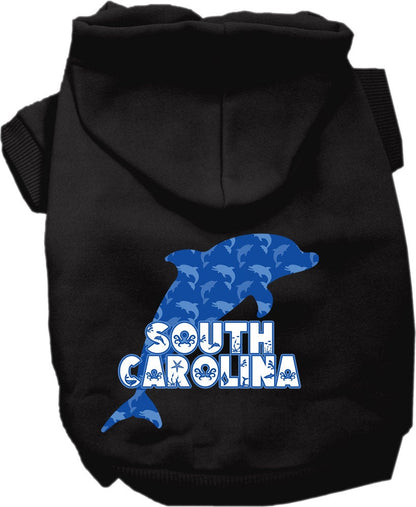 Pet Dog & Cat Screen Printed Hoodie for Medium to Large Pets (Sizes 2XL-6XL), "South Carolina Blue Dolphins"