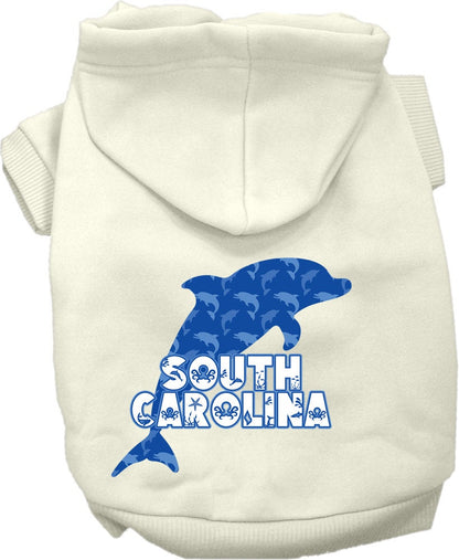 Pet Dog & Cat Screen Printed Hoodie for Medium to Large Pets (Sizes 2XL-6XL), "South Carolina Blue Dolphins"