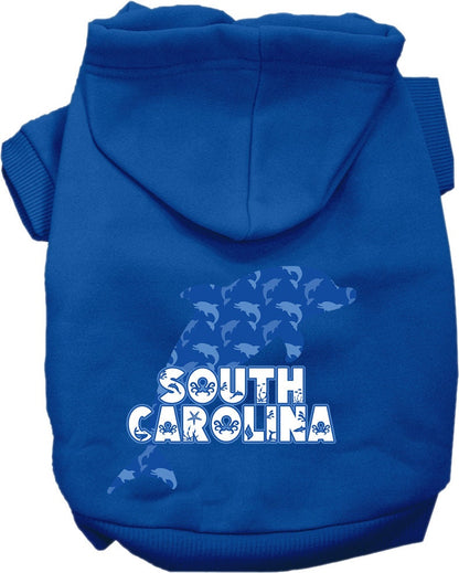 Pet Dog & Cat Screen Printed Hoodie for Medium to Large Pets (Sizes 2XL-6XL), "South Carolina Blue Dolphins"