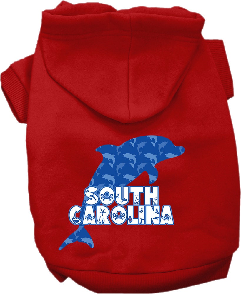 Pet Dog & Cat Screen Printed Hoodie for Small to Medium Pets (Sizes XS-XL), "South Carolina Blue Dolphins"