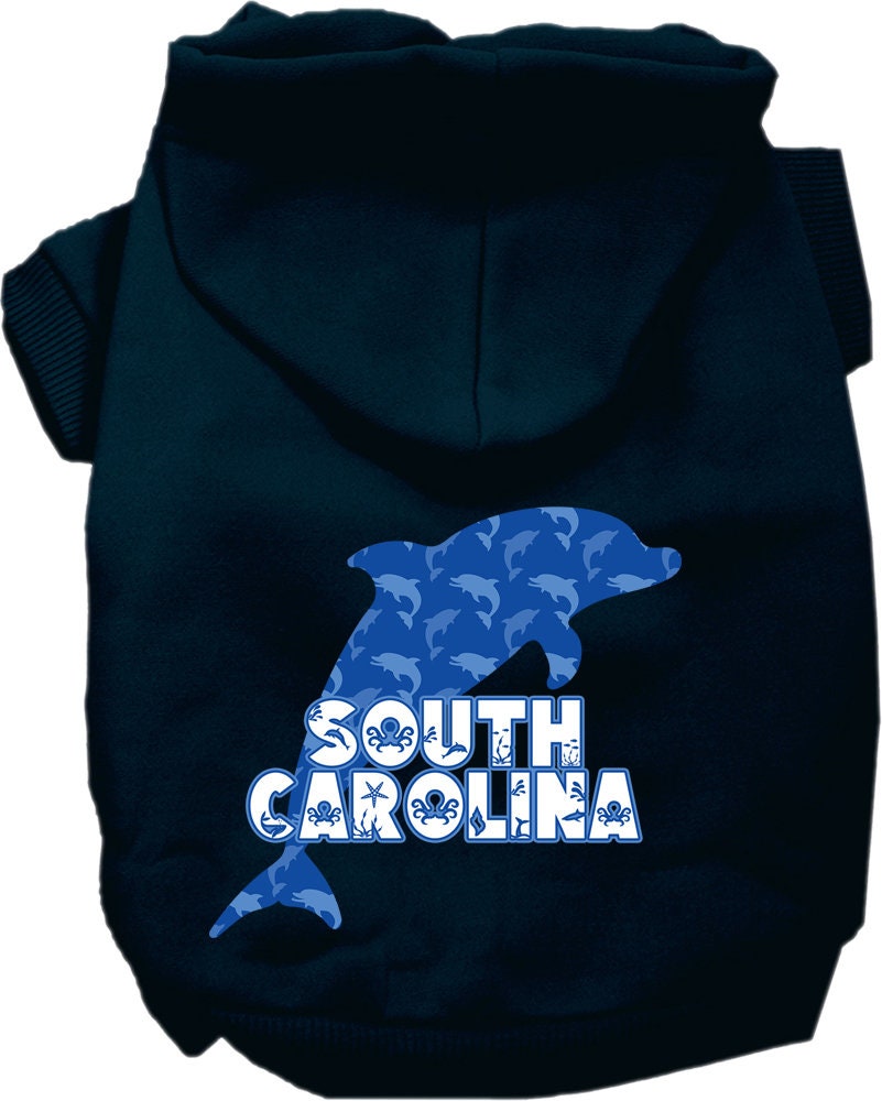 Pet Dog & Cat Screen Printed Hoodie for Small to Medium Pets (Sizes XS-XL), "South Carolina Blue Dolphins"
