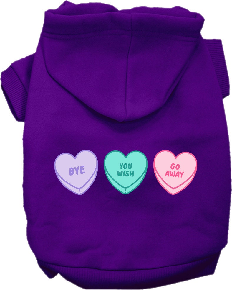 Pet Dog & Cat Screen Printed Hoodie for Medium to Large Pets (Sizes 2XL-6XL), "Anti Valentines Hearts"