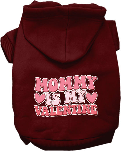 Pet Dog & Cat Screen Printed Hoodie for Small to Medium Pets (Sizes XS-XL), "Mommy Is My Valentine"