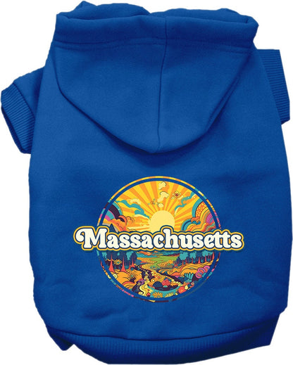 Pet Dog & Cat Screen Printed Hoodie for Medium to Large Pets (Sizes 2XL-6XL), "Massachusetts Trippy Peaks"