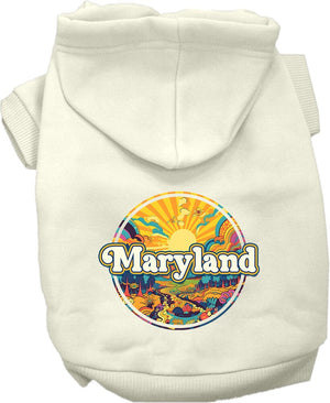 Pet Dog & Cat Screen Printed Hoodie for Medium to Large Pets (Sizes 2XL-6XL), "Maryland Trippy Peaks"