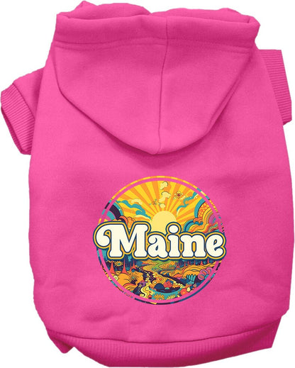 Pet Dog & Cat Screen Printed Hoodie for Medium to Large Pets (Sizes 2XL-6XL), "Maine Trippy Peaks"