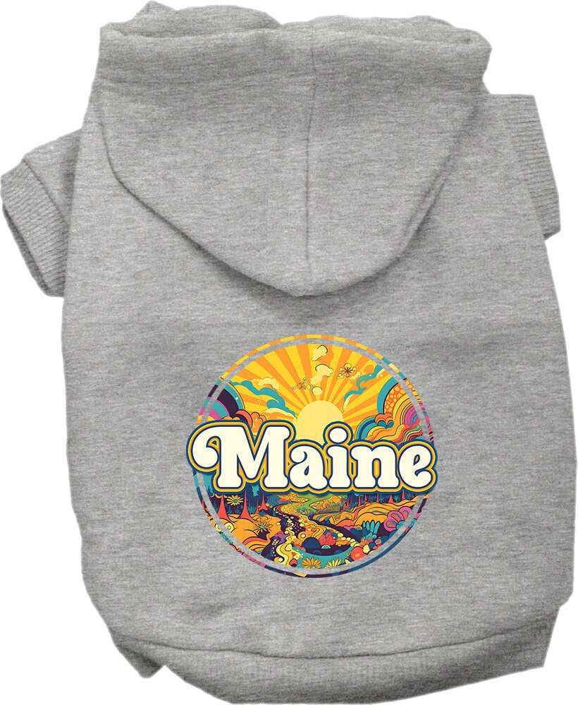 Pet Dog & Cat Screen Printed Hoodie for Medium to Large Pets (Sizes 2XL-6XL), "Maine Trippy Peaks"