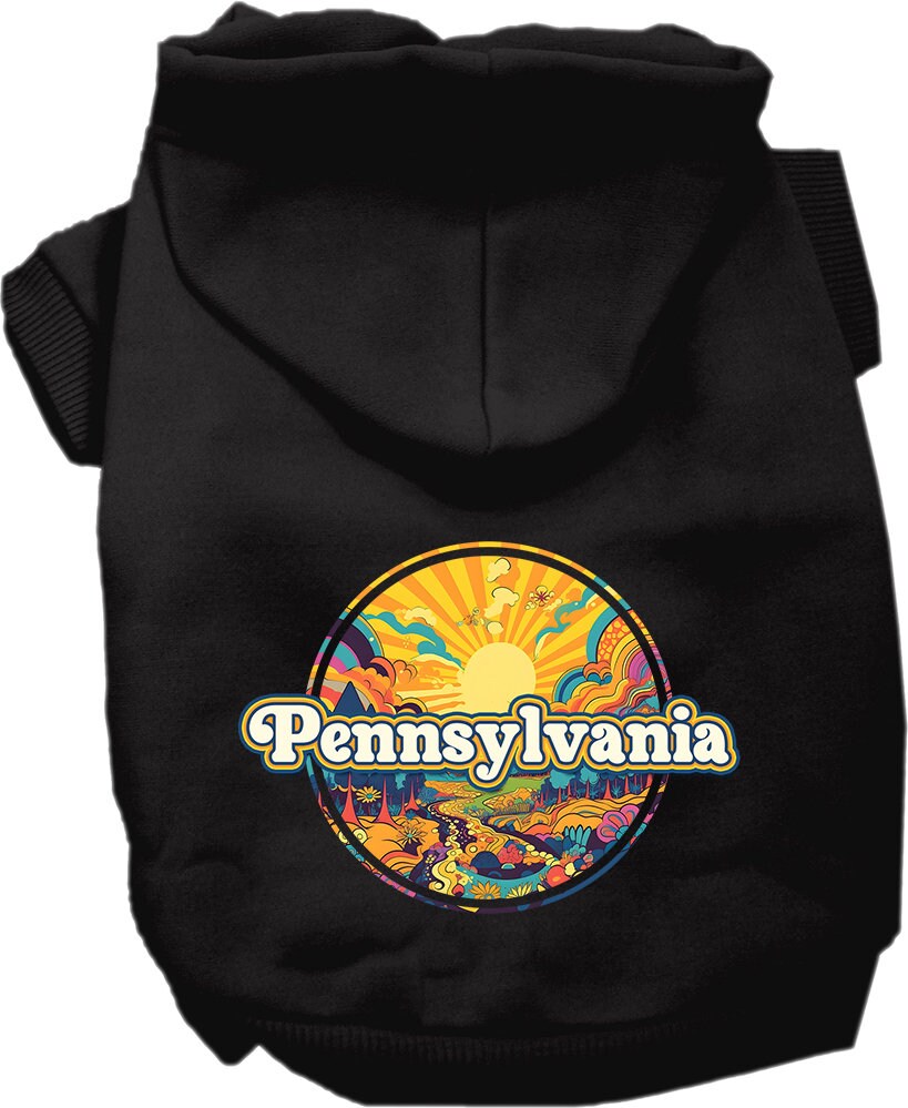 Pet Dog & Cat Screen Printed Hoodie for Medium to Large Pets (Sizes 2XL-6XL), "Pennsylvania Trippy Peaks"