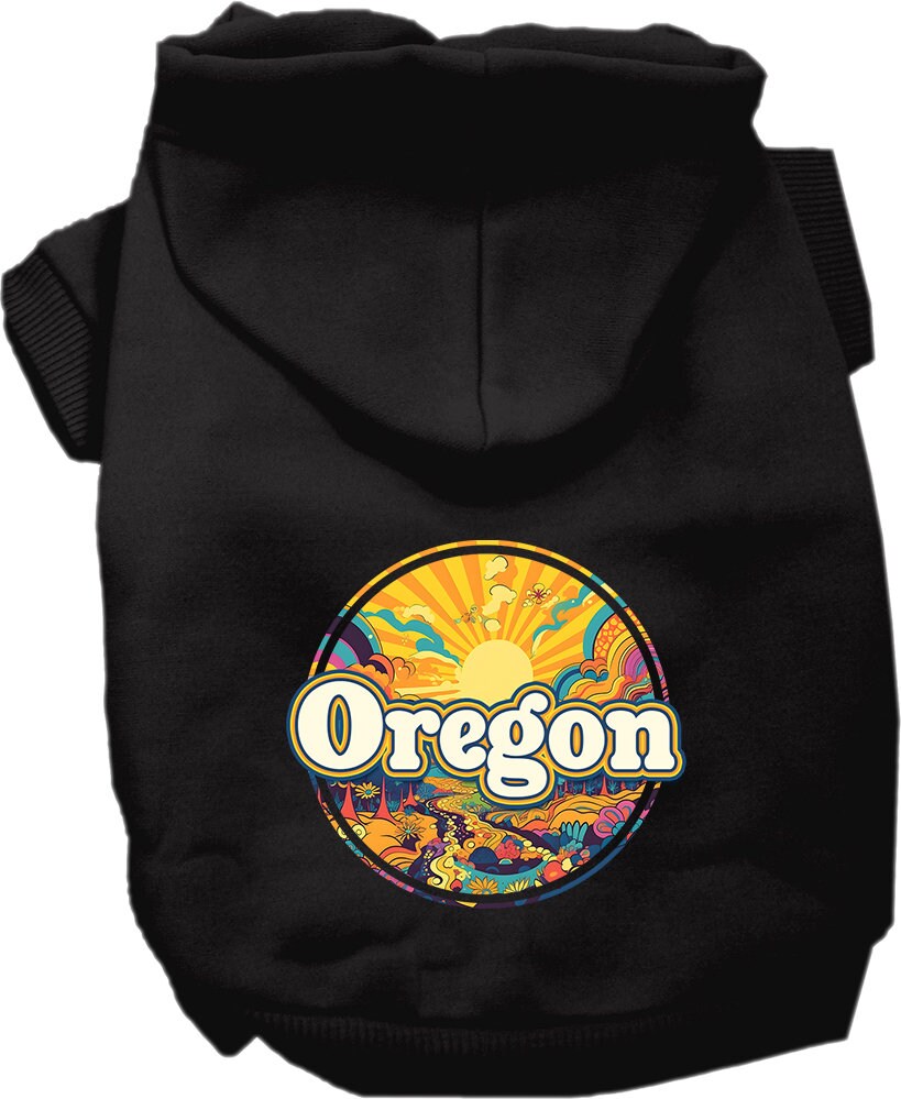 Pet Dog & Cat Screen Printed Hoodie for Small to Medium Pets (Sizes XS-XL), "Oregon Trippy Peaks"