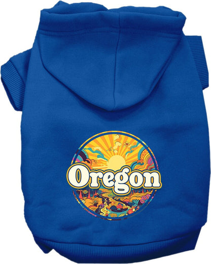 Pet Dog & Cat Screen Printed Hoodie for Medium to Large Pets (Sizes 2XL-6XL), "Oregon Trippy Peaks"