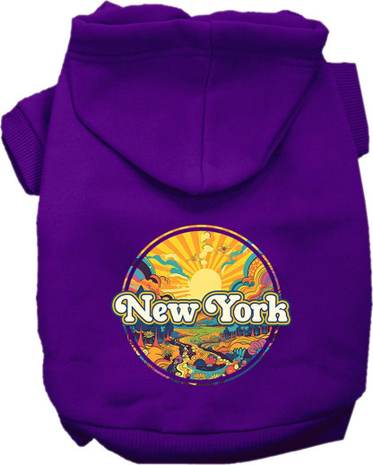 Pet Dog & Cat Screen Printed Hoodie for Small to Medium Pets (Sizes XS-XL), "New York Trippy Peaks"