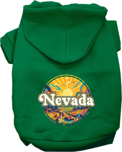 Pet Dog & Cat Screen Printed Hoodie for Medium to Large Pets (Sizes 2XL-6XL), "Nevada Trippy Peaks"