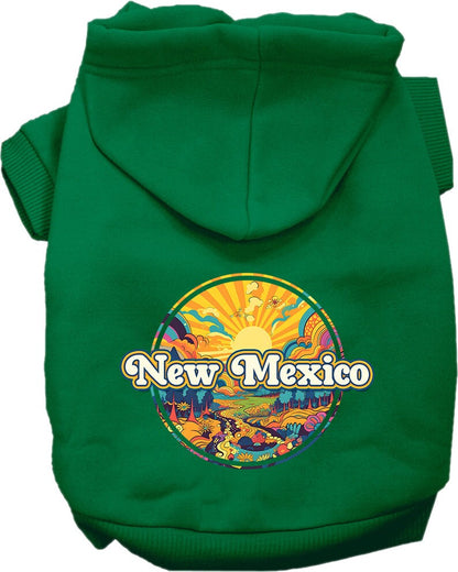 Pet Dog & Cat Screen Printed Hoodie for Medium to Large Pets (Sizes 2XL-6XL), "New Mexico Trippy Peaks"