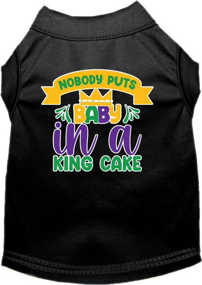 Pet Dog & Cat Screen Printed Shirt for Small to Medium Pets (Sizes XS-XL), "Nobody Puts Baby In A King Cake"