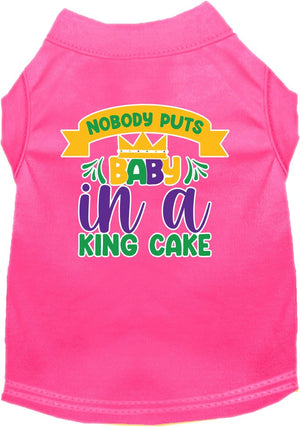 Pet Dog & Cat Screen Printed Shirt for Small to Medium Pets (Sizes XS-XL), "Nobody Puts Baby In A King Cake"